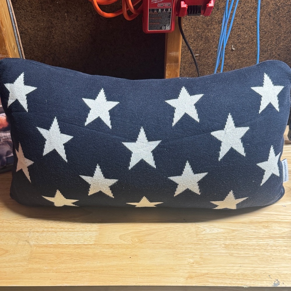 Navy Star Patterned Pillow